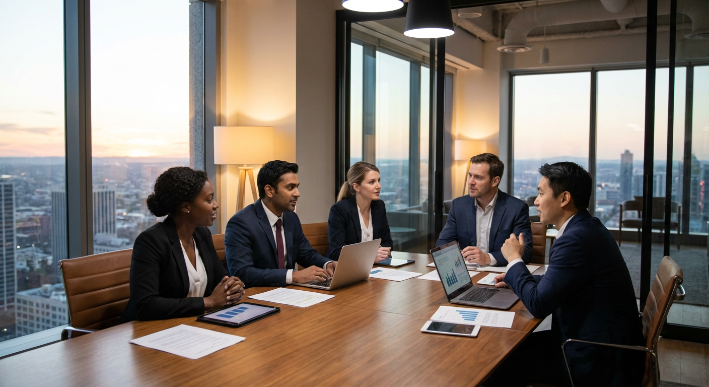 Executive team in strategy meeting